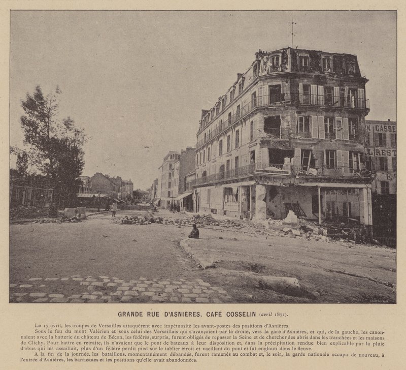 पेरिस कम्यून, ग्रांडे रुए डी'एस्निएरेस, कैफे कोसलिन, अप्रैल 1871 (बी / डब्ल्यू फोटो) द्वारा फ्रेंच फोटोग्राफर