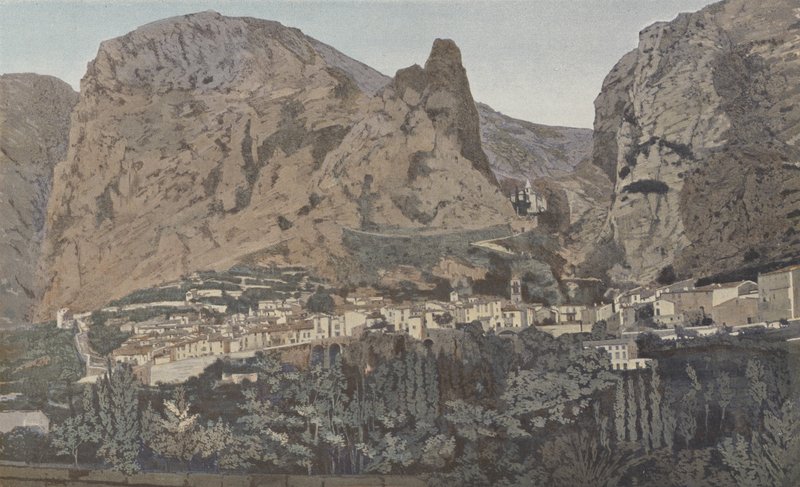 Moustiers-Sainte-Marie, सामान्य दृश्य और बेवॉयर के एनडी चैपल द्वारा फ्रेंच फोटोग्राफर
