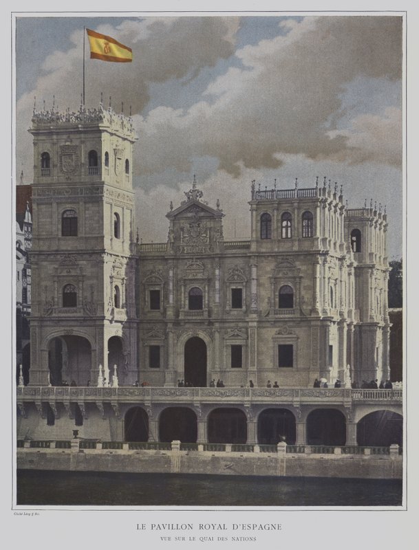 प्रदर्शनी यूनिवर्सेल 1900, पेरिस में स्पेनिश मंडप (रंगीन फोटो) द्वारा फ्रेंच फोटोग्राफर