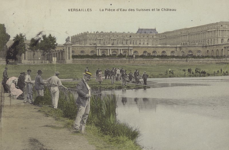 Versailles, La Piece D'Eau Des Suisses में मछली पकड़ना (रंगीन फोटो) द्वारा फ्रेंच फोटोग्राफर