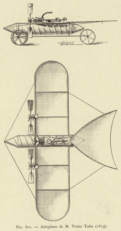 हवाई जहाज डी एम विक्टर टैटिन (1879) (उत्कीर्णन) द्वारा फ्रेंच स्कूल