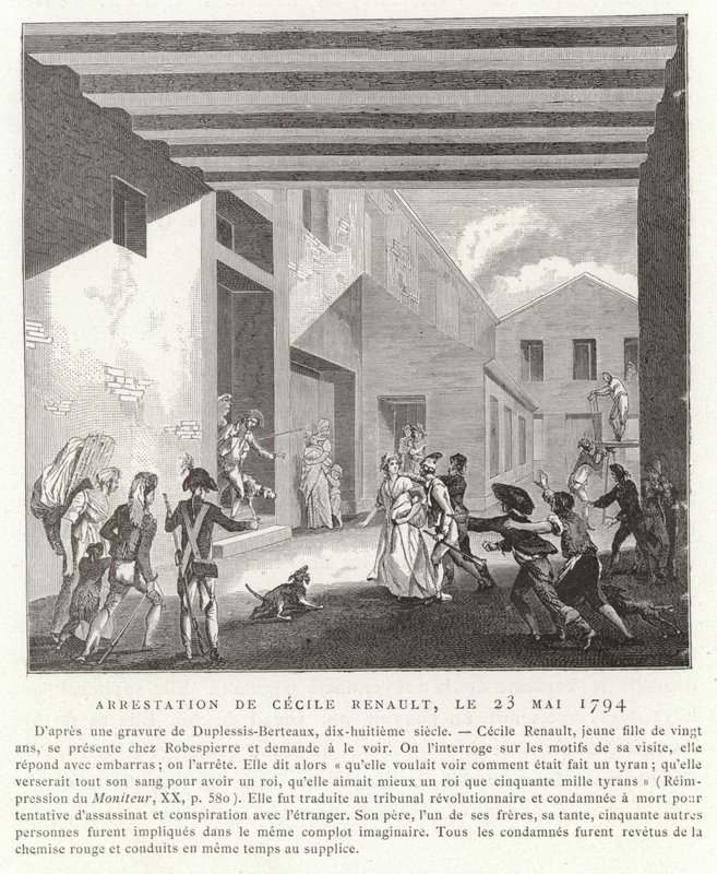 सेसिल रेनॉल्ट की गिरफ्तारी, पेरिस, 23 मई 1794 द्वारा फ्रेंच स्कूल