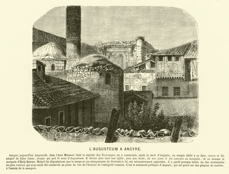 ऑगस्टियम, ऑगस्टस और रोम का मंदिर, अंकारा, तुर्की (उत्कीर्णन) द्वारा फ्रेंच स्कूल