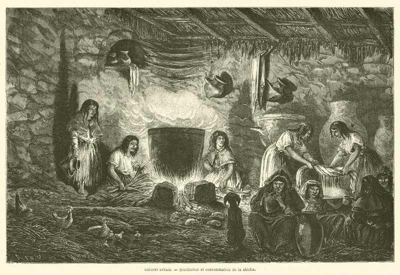 शहरी कैबरे, चिचा आसवन और खपत (उत्कीर्णन) द्वारा फ्रेंच स्कूल
