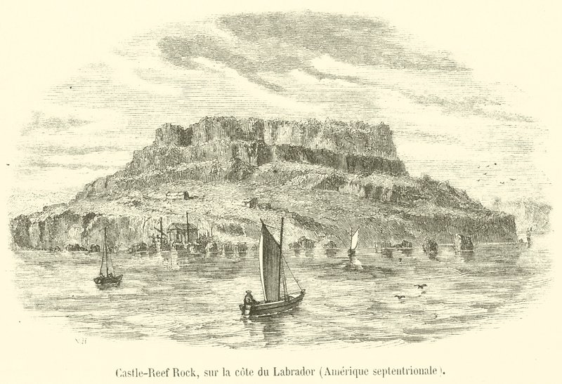 कैसल-रीफ रॉक, लैब्राडोर तट पर, उत्तरी अमेरिका (उत्कीर्णन) द्वारा फ्रेंच स्कूल