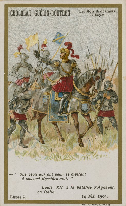 Chocolat Guerin-Boutron व्यापार कार्ड, ऐतिहासिक शब्द श्रृंखला द्वारा फ्रेंच स्कूल
