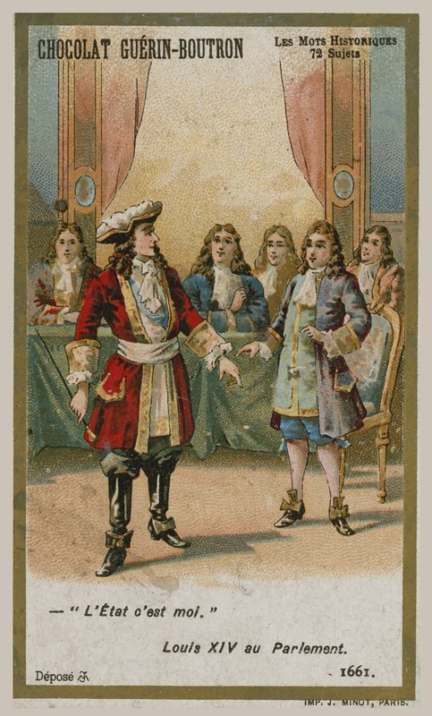 Chocolat Guerin-Boutron व्यापार कार्ड, ऐतिहासिक शब्द श्रृंखला द्वारा फ्रेंच स्कूल