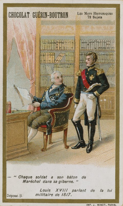 Chocolat Guerin-Boutron व्यापार कार्ड, ऐतिहासिक शब्द श्रृंखला द्वारा फ्रेंच स्कूल