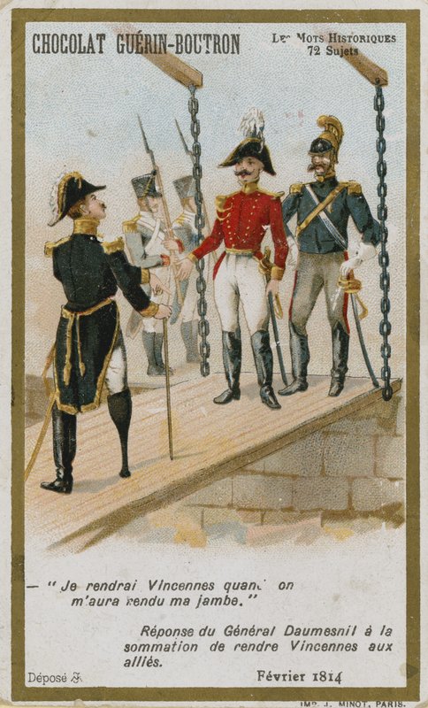Chocolat Guerin-Boutron व्यापार कार्ड, ऐतिहासिक शब्द श्रृंखला द्वारा फ्रेंच स्कूल