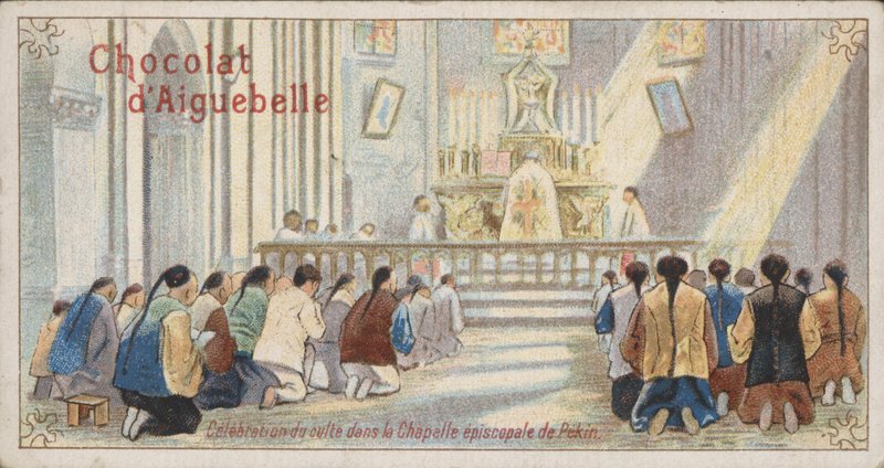 बीजिंग के एपिस्कोपल चैपल में पूजा करने वाले ईसाई (क्रोमोलिथो) द्वारा फ्रेंच स्कूल