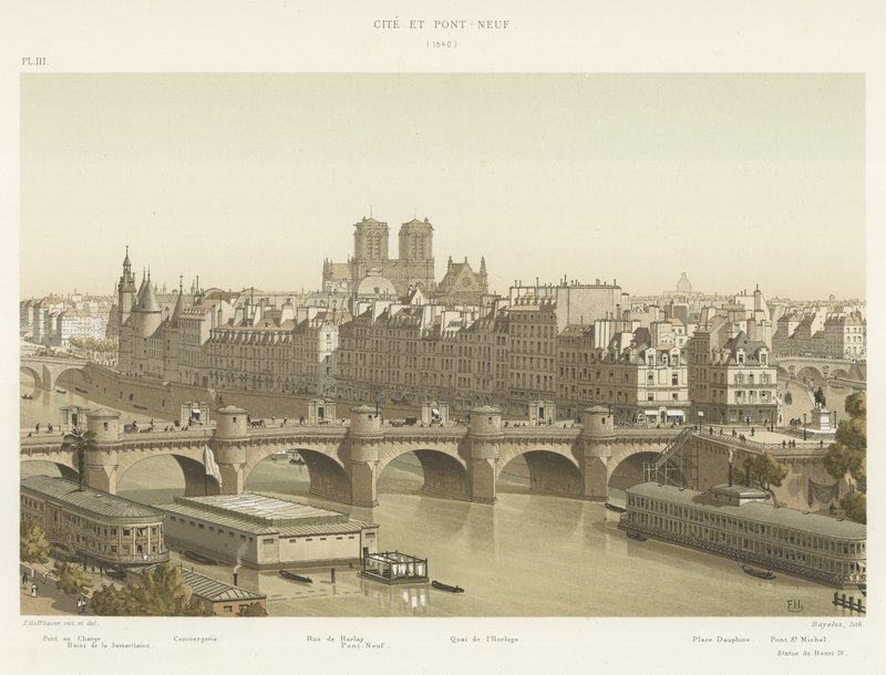 Cite and Pont Neuf, 1840 द्वारा फ्रेंच स्कूल