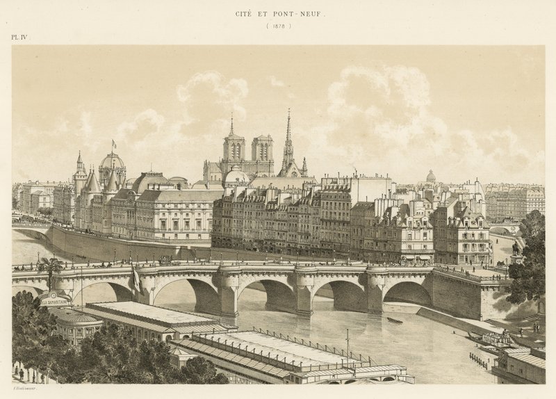 Cite and Pont Neuf, 1878 द्वारा फ्रेंच स्कूल