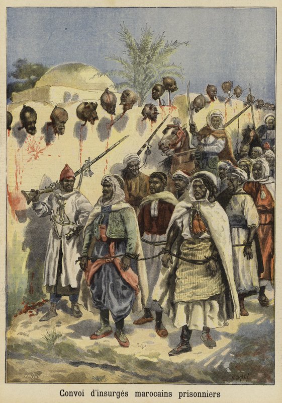 कब्जा किए गए मोरक्को के विद्रोहियों का काफिला, 1897 द्वारा फ्रेंच स्कूल