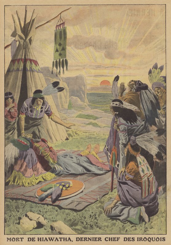 Iroquois (रंग लिथो) के अंतिम प्रमुख हियावथा की मृत्यु द्वारा फ्रेंच स्कूल