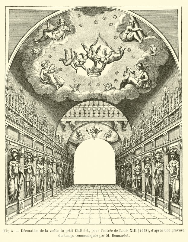 छोटे चैनलेट की तिजोरी, लुईस XIII, 1628 के प्रवेश के लिए, एम बर्नार्डोट द्वारा संप्रेषित समय के उत्कीर्णन के बाद द्वारा फ्रेंच स्कूल