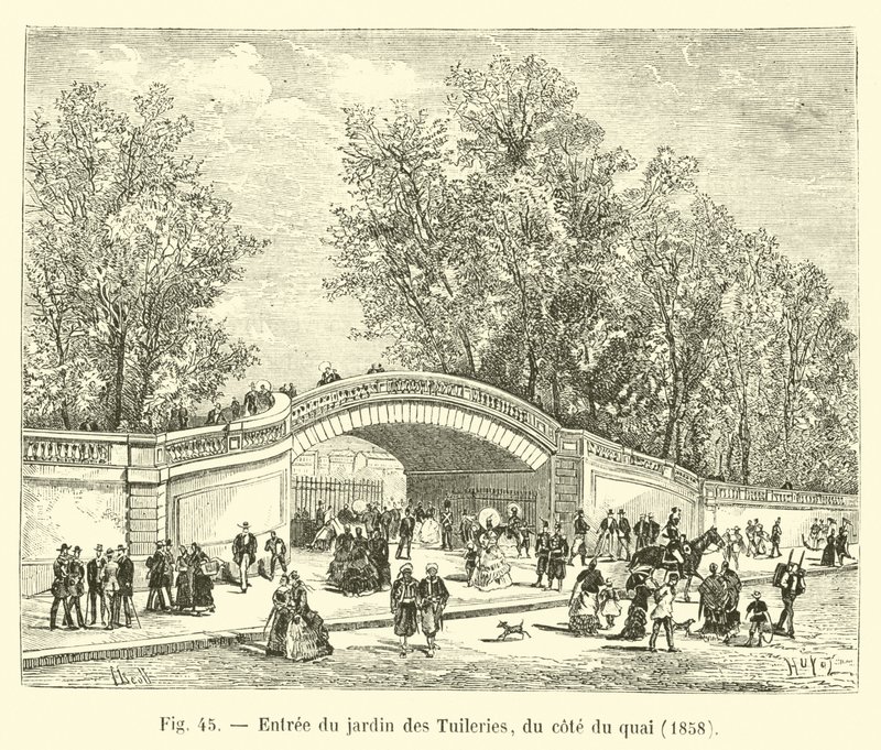 क्वाइल, 1858 के किनारे, टिलरीज गार्डन में प्रवेश द्वारा फ्रेंच स्कूल