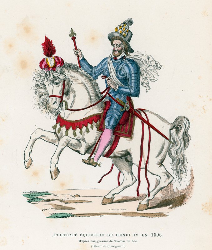 1596 में फ्रांस के राजा हेनरी IV का अश्वारोही चित्र द्वारा फ्रेंच स्कूल
