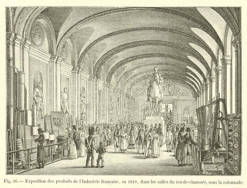 फ्रांसीसी उद्योग के उत्पादों की प्रदर्शनी, 1819 में, उपनिवेश के नीचे, भूतल के कमरों में द्वारा फ्रेंच स्कूल
