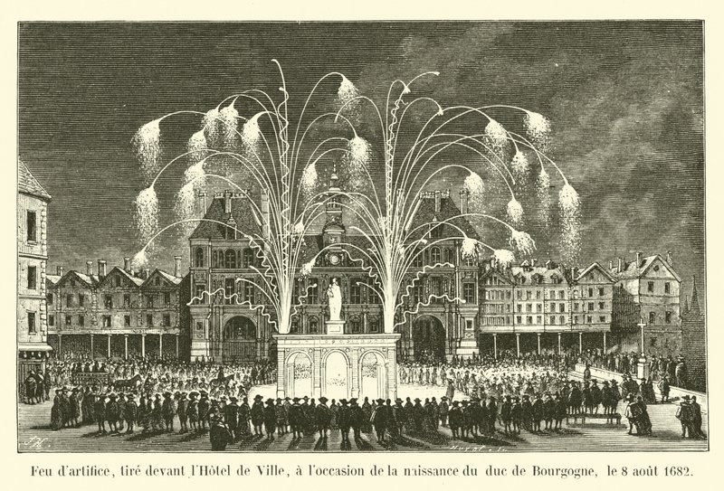 Dartifice को लें, Bourgogne के डक्ट के सामने Hotel de Ville, 1682 के 8 वें दिन तक द्वारा फ्रेंच स्कूल