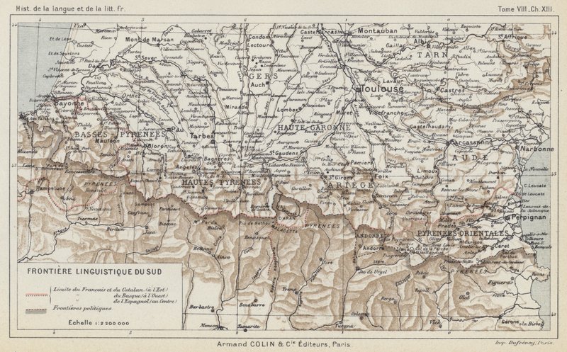 दक्षिणी भाषाई सीमांत (रंग लिथो) द्वारा फ्रेंच स्कूल