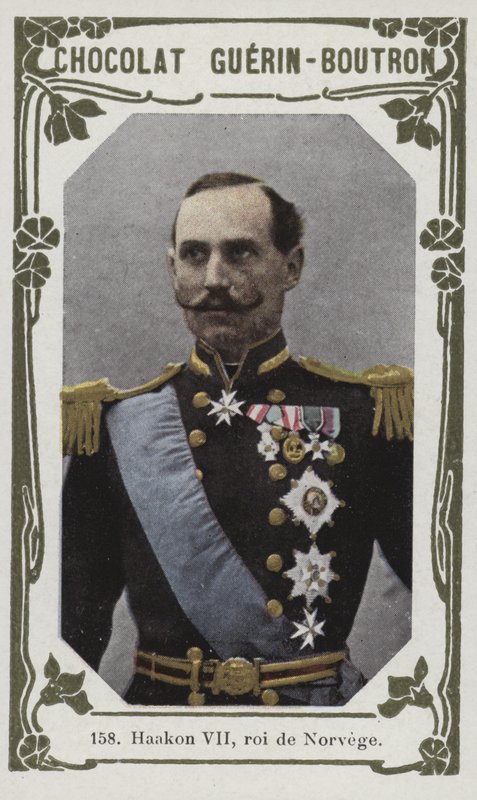 Haakon VII, नॉर्वे का राजा (रंगीन फोटो) द्वारा फ्रेंच स्कूल