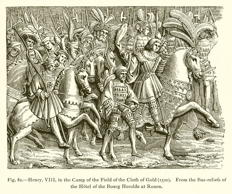 हेनरी VIII ऑफ द फील्ड ऑफ द क्लॉथ ऑफ़ गोल्ड (1520) द्वारा फ्रेंच स्कूल