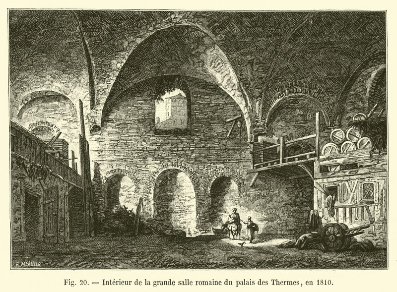 पलास देस थर्मस, 1810 के महान रोमन हॉल का इंटीरियर द्वारा फ्रेंच स्कूल
