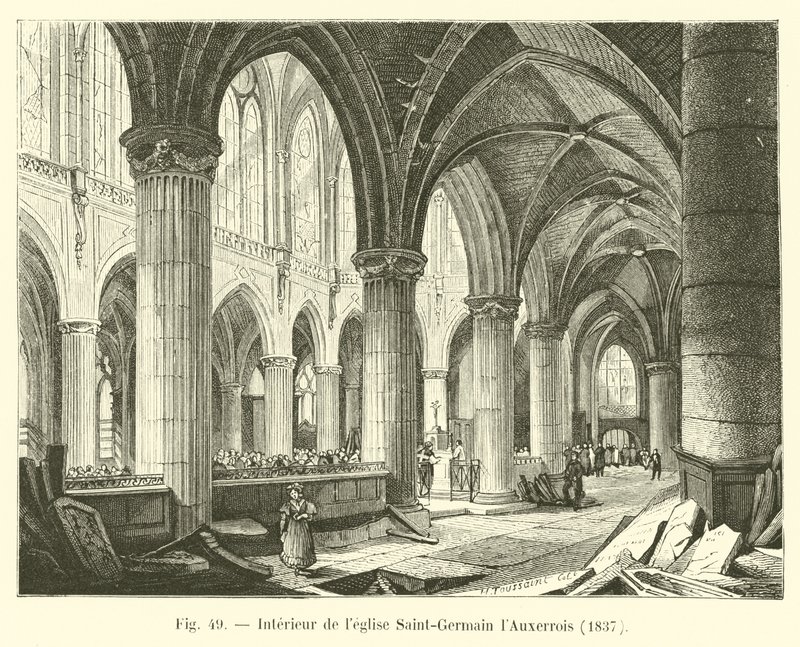 चर्च का इंटीरियर सेंट-जर्मेन lAuxerrois, 1837 द्वारा फ्रेंच स्कूल
