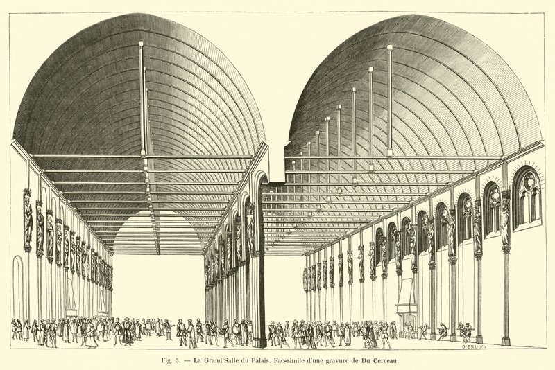 GrandSalle du Palais, Du Cerceau के उत्कीर्णन का फेस-उपमा द्वारा फ्रेंच स्कूल