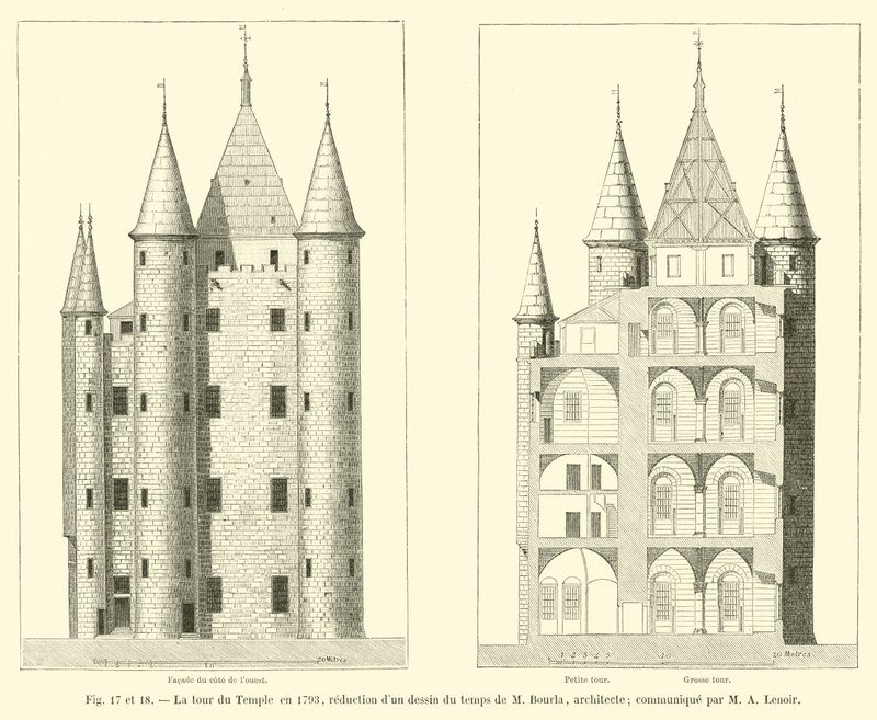 1793 में मंदिर का टॉवर, एम बोर्ला के समय की ड्राइंग में कमी, वास्तुकार; एमए लेनोर द्वारा संप्रेषित द्वारा फ्रेंच स्कूल