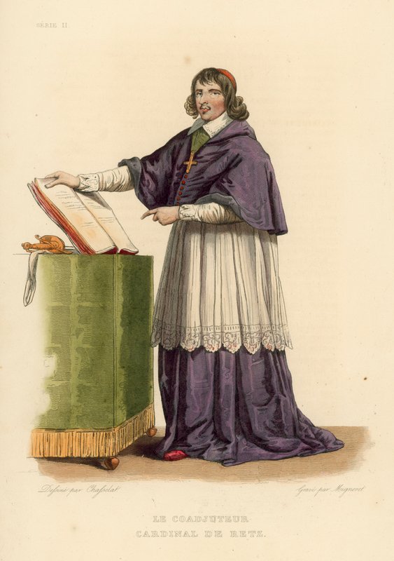 Coadjutor, कार्डिनल डी रेट्ज़ (रंगीन उत्कीर्णन) द्वारा फ्रेंच स्कूल
