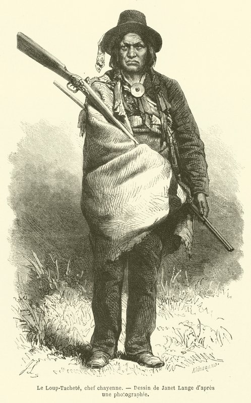Le Loup-Tachete, Chayenne प्रमुख (उत्कीर्णन) द्वारा फ्रेंच स्कूल