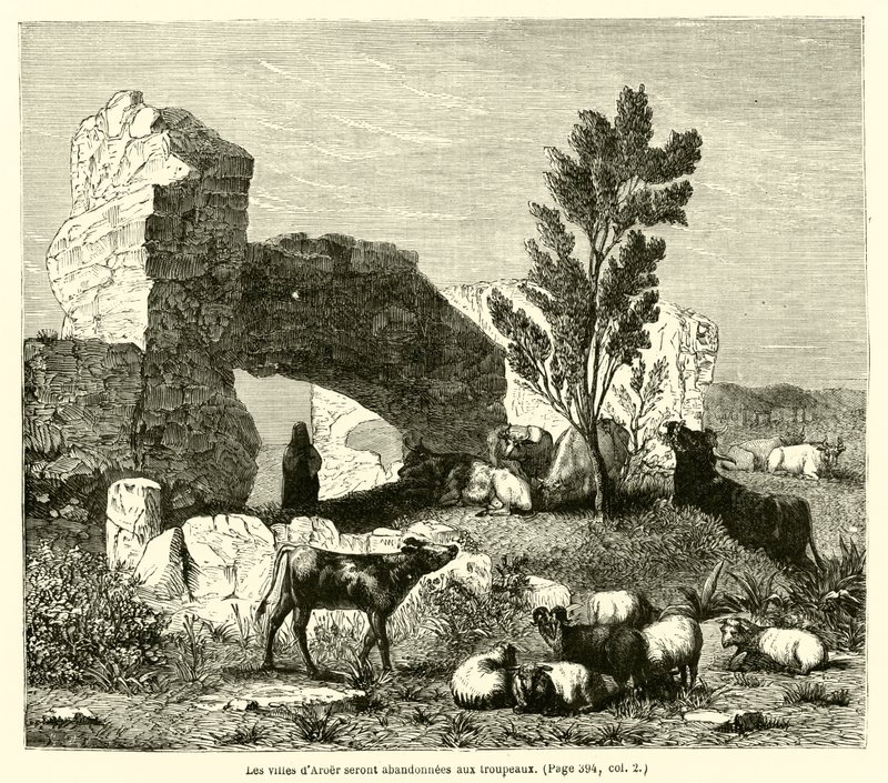 अरोएर के नगरों को झुंडों के लिए छोड़ दिया जाएगा (उत्कीर्णन) द्वारा फ्रेंच स्कूल