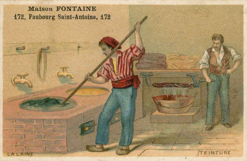 Maison Fontaine व्यापार कार्ड, ऊन मर रहा है द्वारा फ्रेंच स्कूल