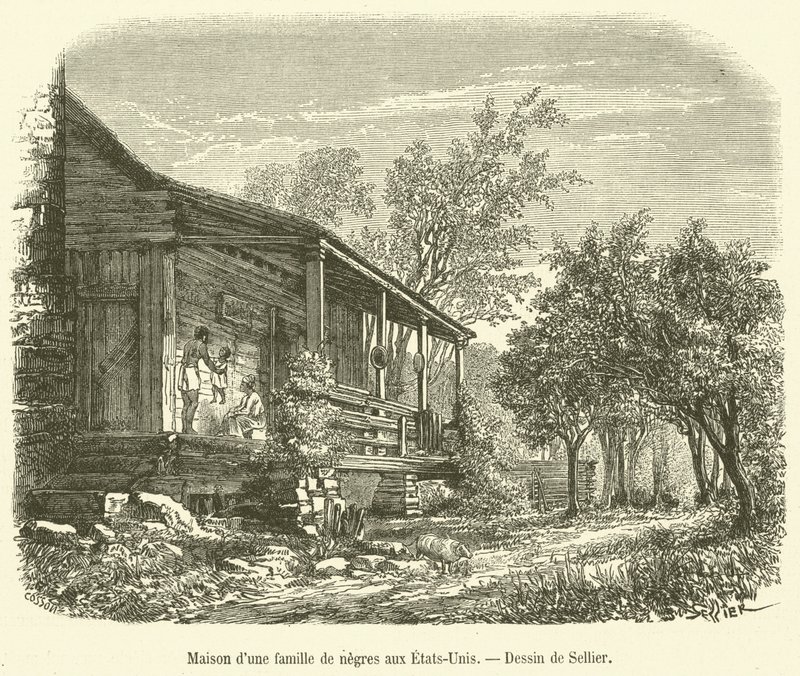 संयुक्त राज्य अमेरिका में एक काले परिवार की सभा (उत्कीर्णन) द्वारा फ्रेंच स्कूल