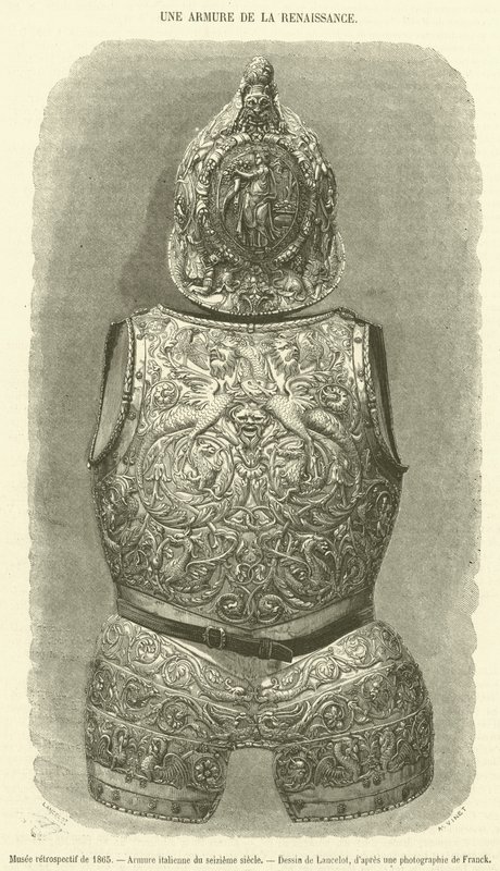 1865 का पूर्वव्यापी संग्रहालय, सोलहवीं शताब्दी का इतालवी कवच (उत्कीर्णन) द्वारा फ्रेंच स्कूल