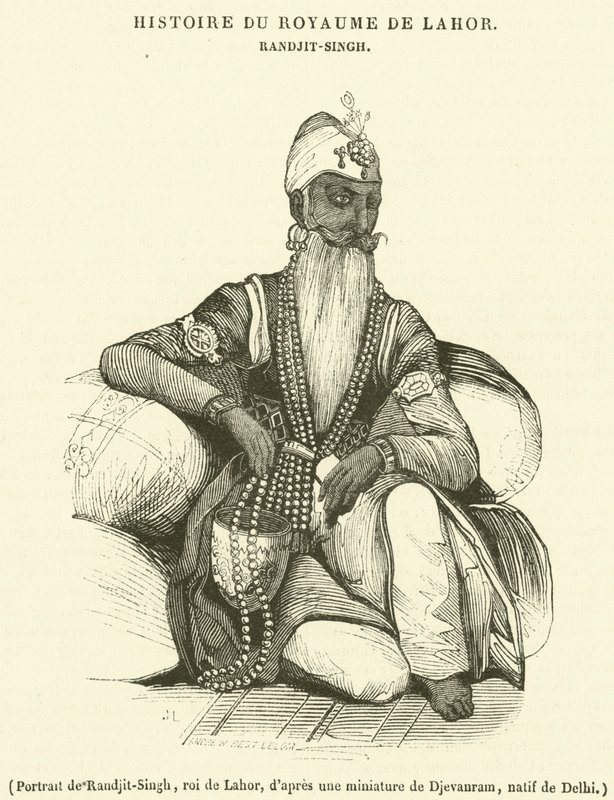 Portrait de Randjit-Singh, roi de Lahor (engraving) द्वारा फ्रेंच स्कूल