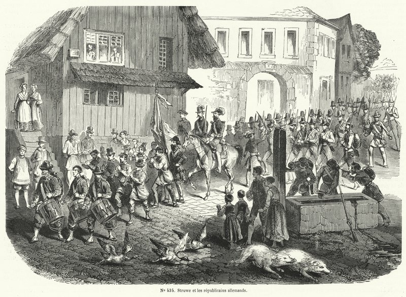 गुस्ताव स्ट्रुवे और जर्मन गणराज्यों का जुलूस, 1848 की क्रांति द्वारा फ्रेंच स्कूल