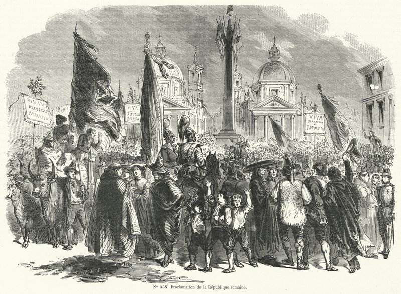 रोमन गणराज्य, इटली की घोषणा, ९ फरवरी १ Roman४ ९ द्वारा फ्रेंच स्कूल