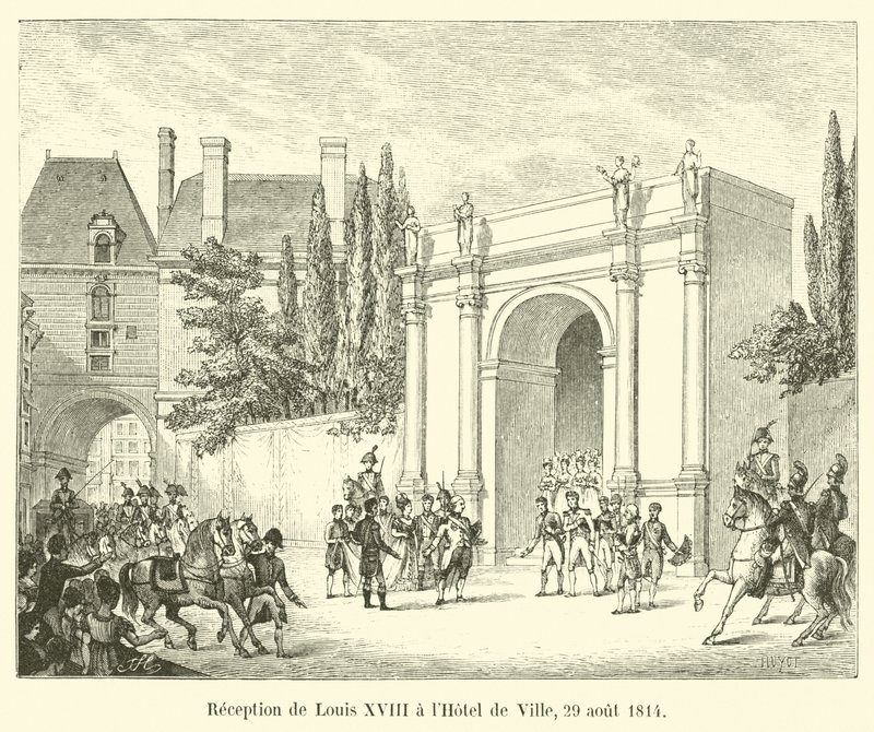 29 अगस्त, 1814 को होटल डी विले में लुइस XVIII का रिसेप्शन द्वारा फ्रेंच स्कूल