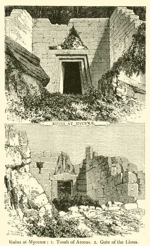 Mycenae में खंडहर (उत्कीर्णन) द्वारा फ्रेंच स्कूल
