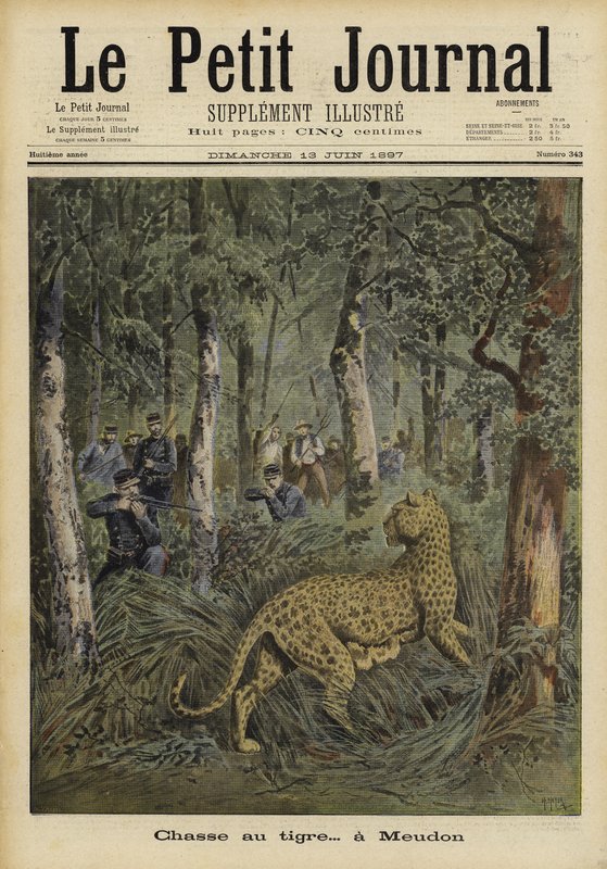 एक भागे हुए बाघ, मीदोन, फ्रांस, 1897 के सैनिक द्वारा फ्रेंच स्कूल
