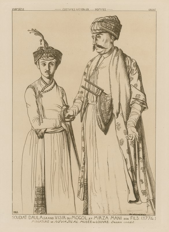 सौदिया दौला, मंगोलों के ग्रैंड विज़ियर और उनके बेटे, मिर्ज़ा मणि (1774) द्वारा फ्रेंच स्कूल