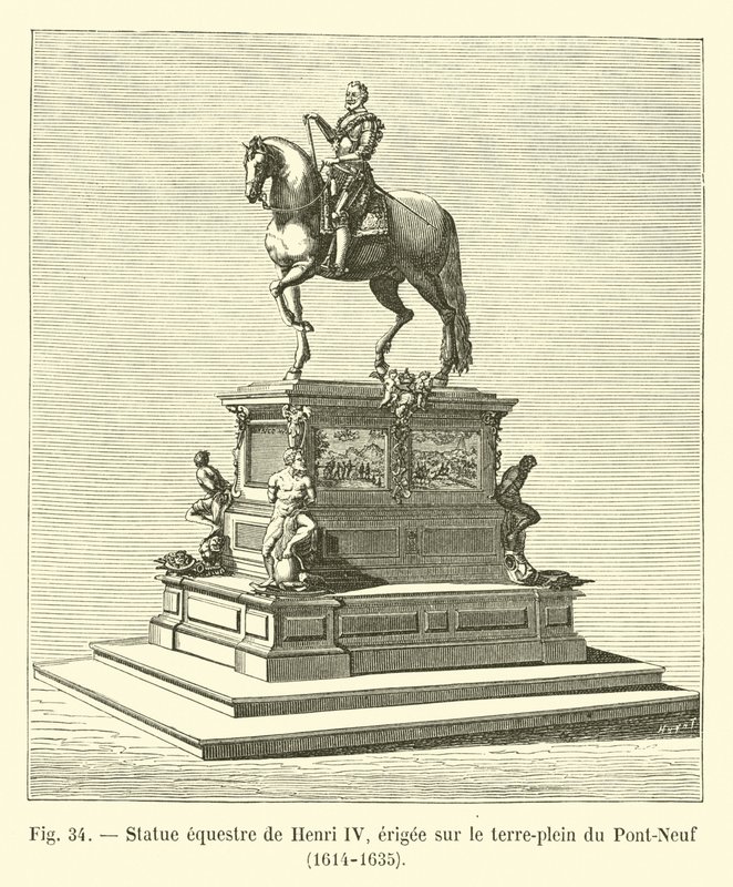 हेनरी IV की अश्वारोही प्रतिमा, 1614-1635 पोंट-नेफ पर बनाई गई द्वारा फ्रेंच स्कूल