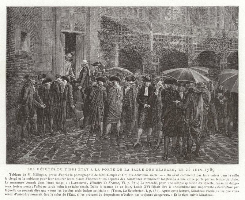 23 जून 1789 को सैले डेस सीनिस के दरवाजे पर तीसरे एस्टेट के कर्तव्य द्वारा फ्रेंच स्कूल