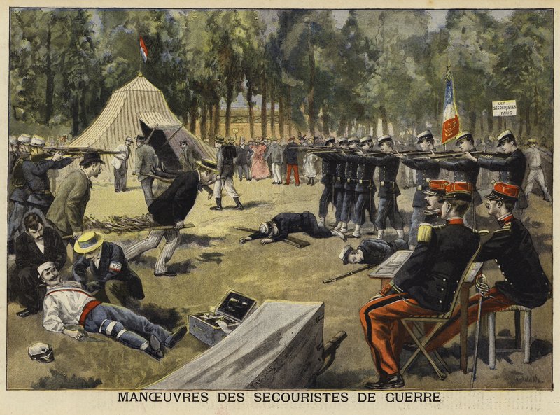 सेना क्षेत्र मेडिक्स, फ्रांस, 1897 के लिए प्रशिक्षण अभ्यास द्वारा फ्रेंच स्कूल