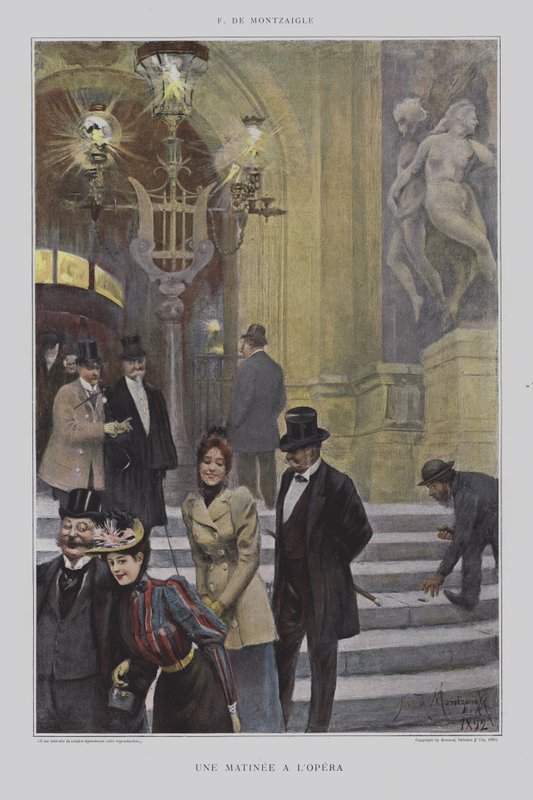 Une Matinee a l'Opera (A Matinee at the Opera) (कलर लिथो) द्वारा फ्रेंच स्कूल