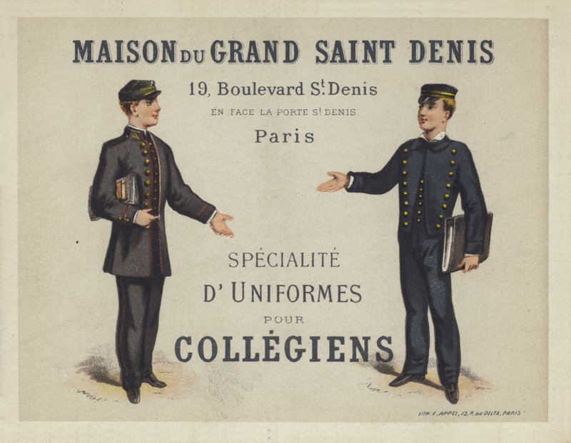फ्रेंच कोलेजियन्स के लिए वर्दी, Maison du Grand Saint Dennis का विज्ञापन द्वारा फ्रेंच स्कूल