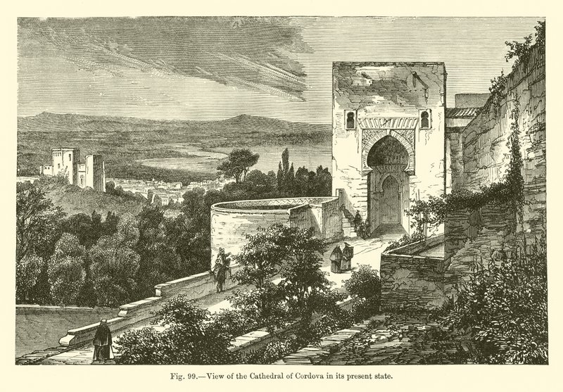 कॉर्डोवा के कैथेड्रल को उसकी वर्तमान स्थिति में देखें (उत्कीर्णन) द्वारा फ्रेंच स्कूल