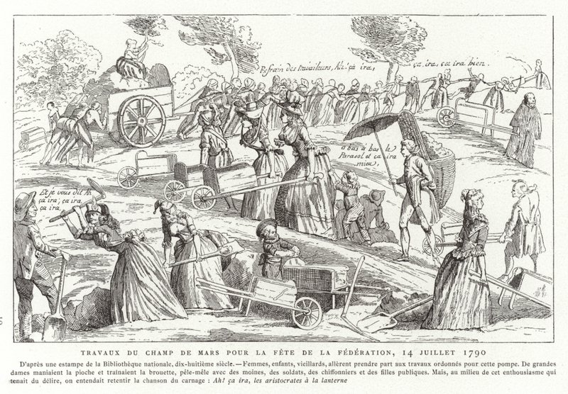 14 जुलाई 1790 को फेब डे ला फेडरेशन, पेरिस, फ्रांसीसी क्रांति की तैयारी में चैंपियन डी मार्स पर काम करता है द्वारा फ्रेंच स्कूल